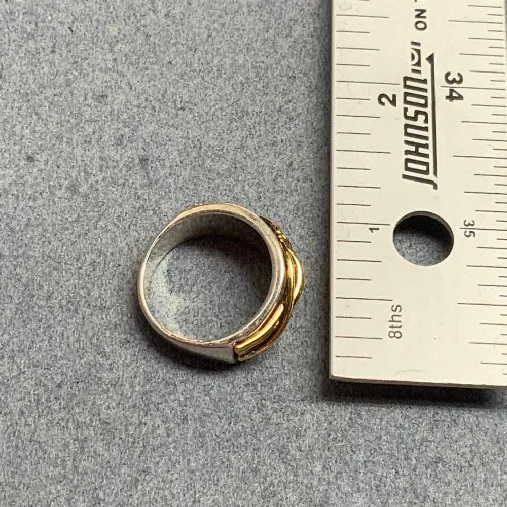 Premier Designs Chunky Ring Size 9 Silver Gold Plated Band Stamped G P Vintage - Picture 6 of 6